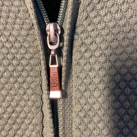 GIORGIO DI MARE BIRDSEYE KNIT FULL ZIP SWEATER // SAGE GREEN. Size S - Picture 8 of 10